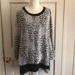 NWT 3X CJ Banks Leopard Print Asymmetric Blouse
